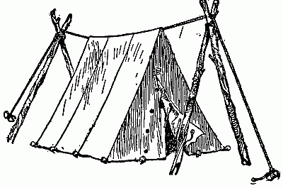 "A" Tent Pitched on Treeless Ground.